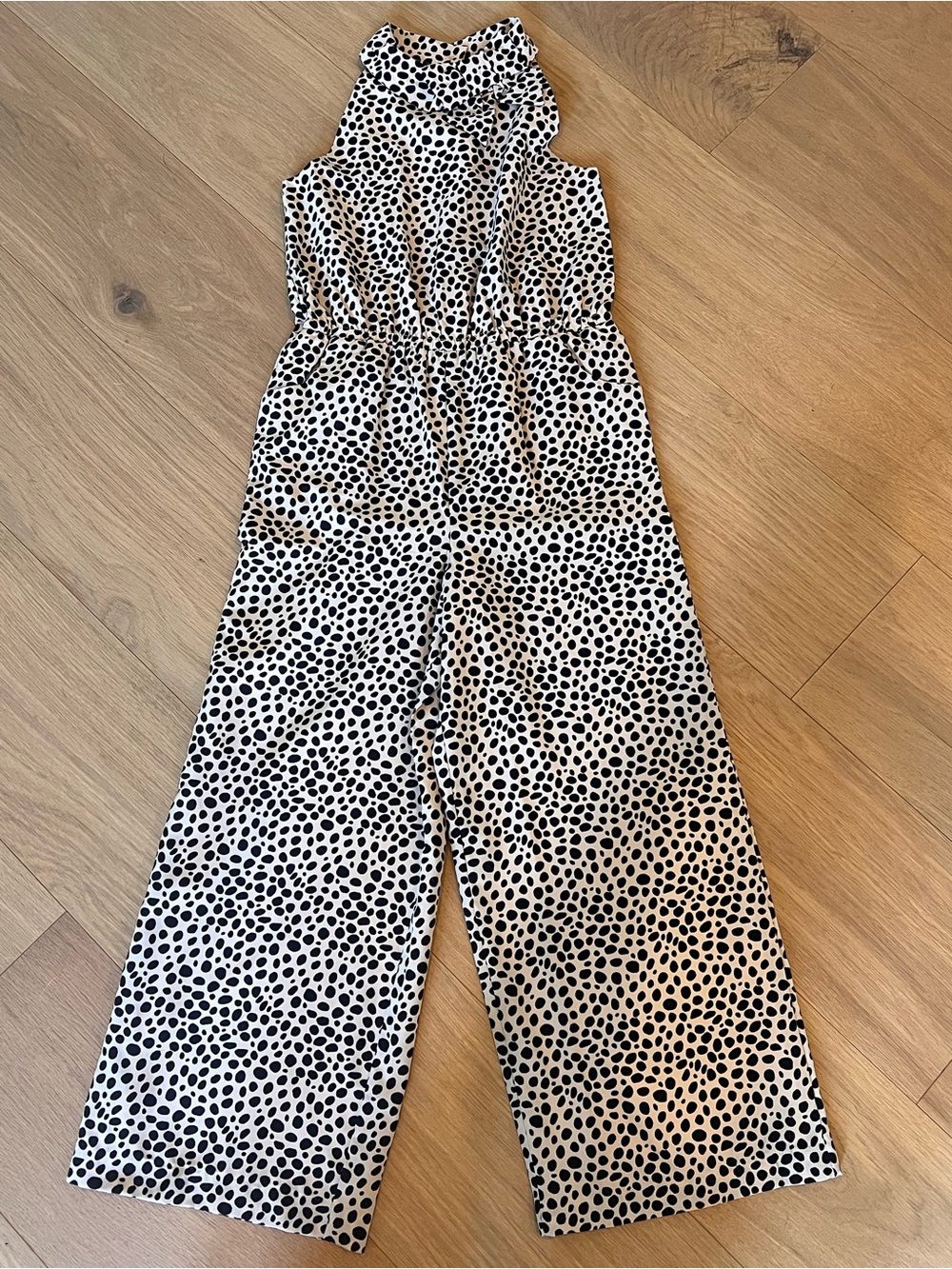 Janie and Jack Black & Tan Animal Print Sleeveless Wide-Leg Jumpsuit 10 NWT